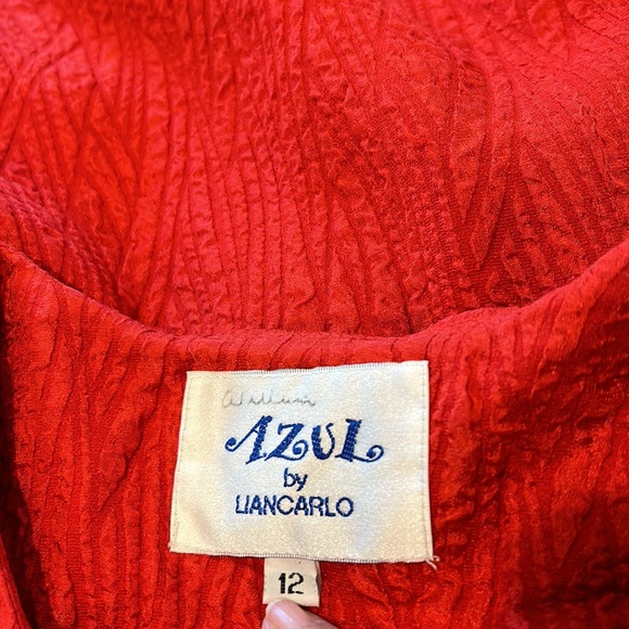 Azul by Liancarlo Silk Size 12 Vintage Dress red almost orange - Picture 5 of 9